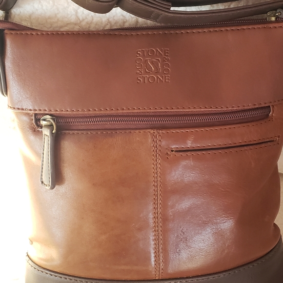 Stone & Co Two Tone Brown Leather Crossbody - Picture 2 of 4